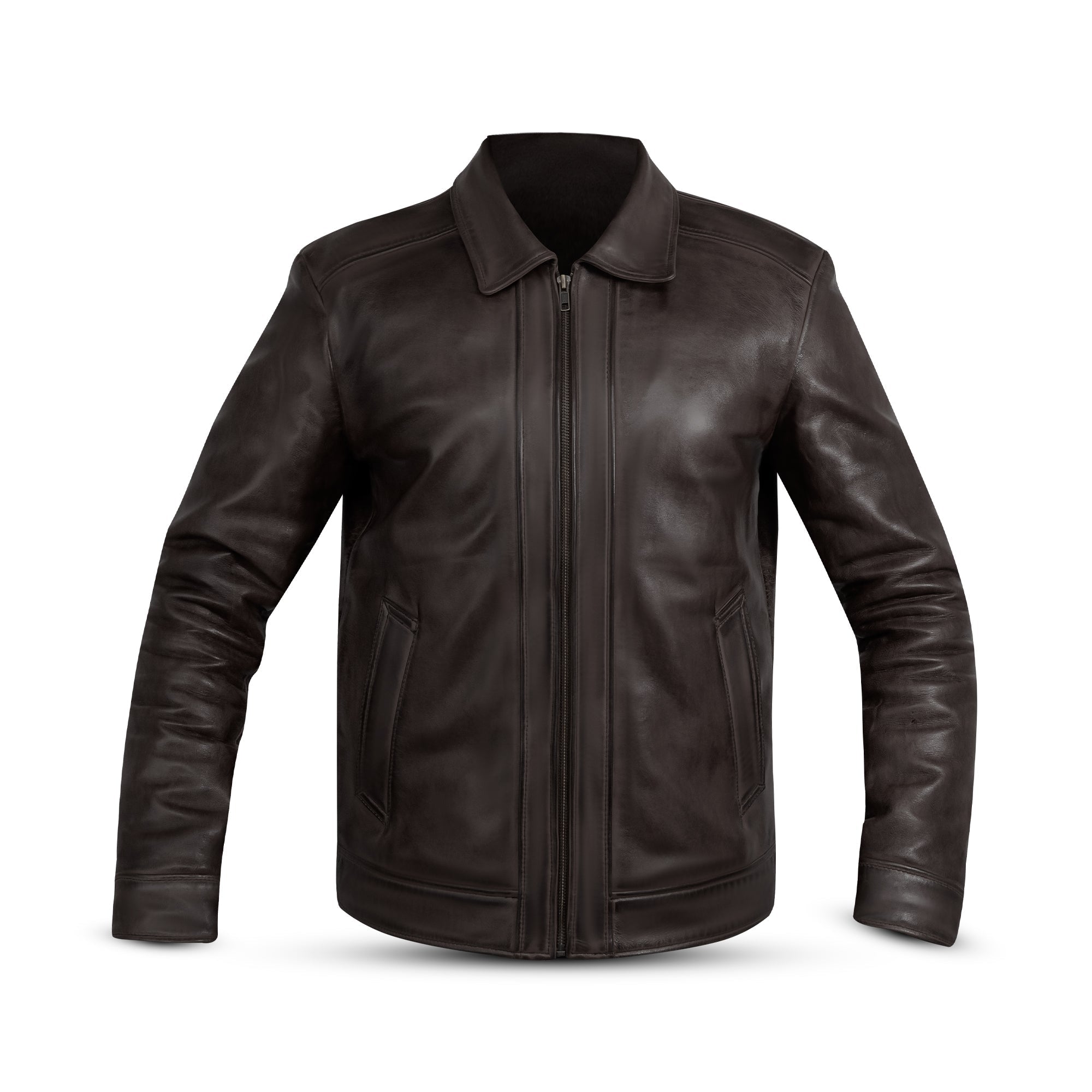 Dark Brown Leather Jacket sf001
