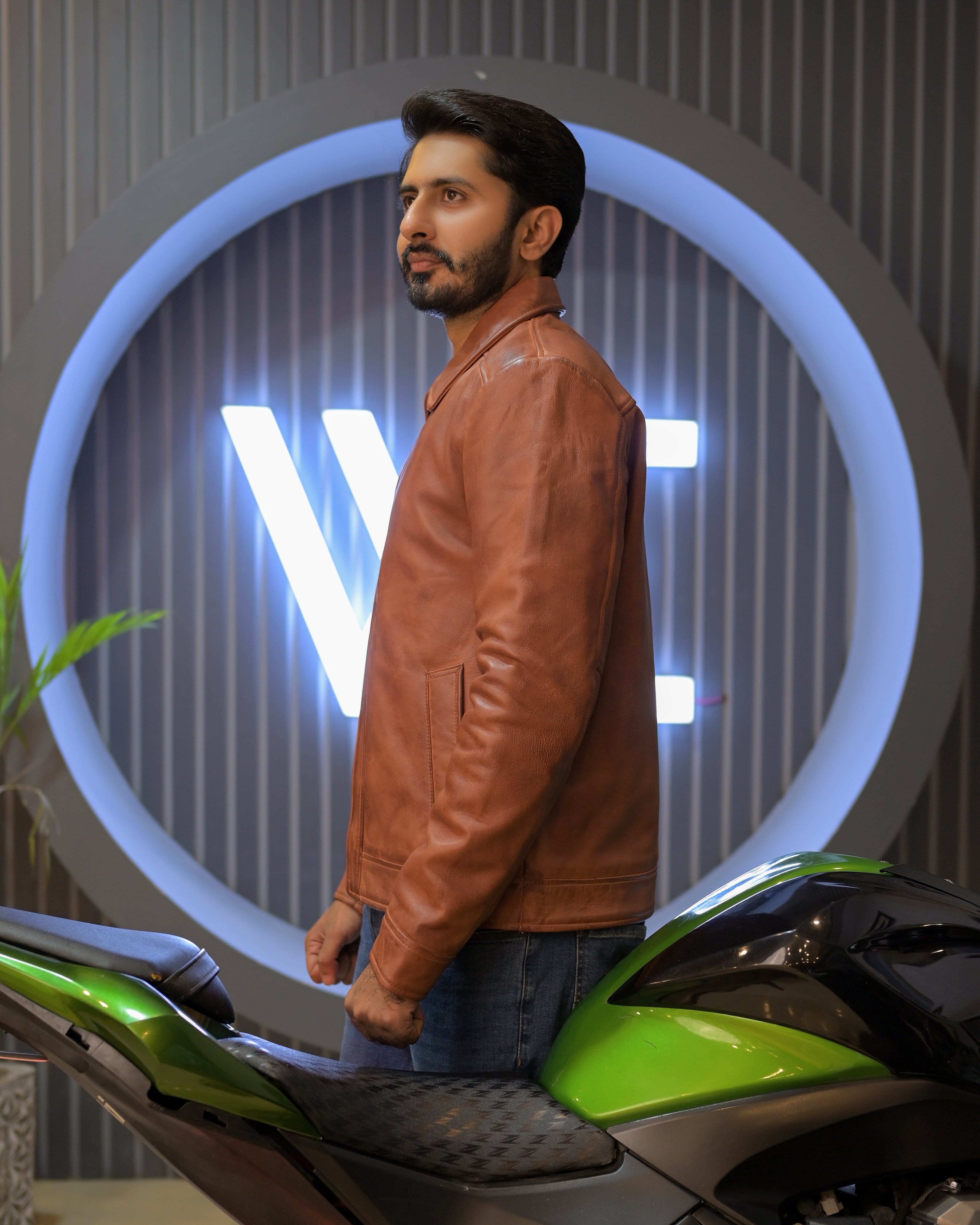 Ionic Brown Leather Jacket (Sf001)