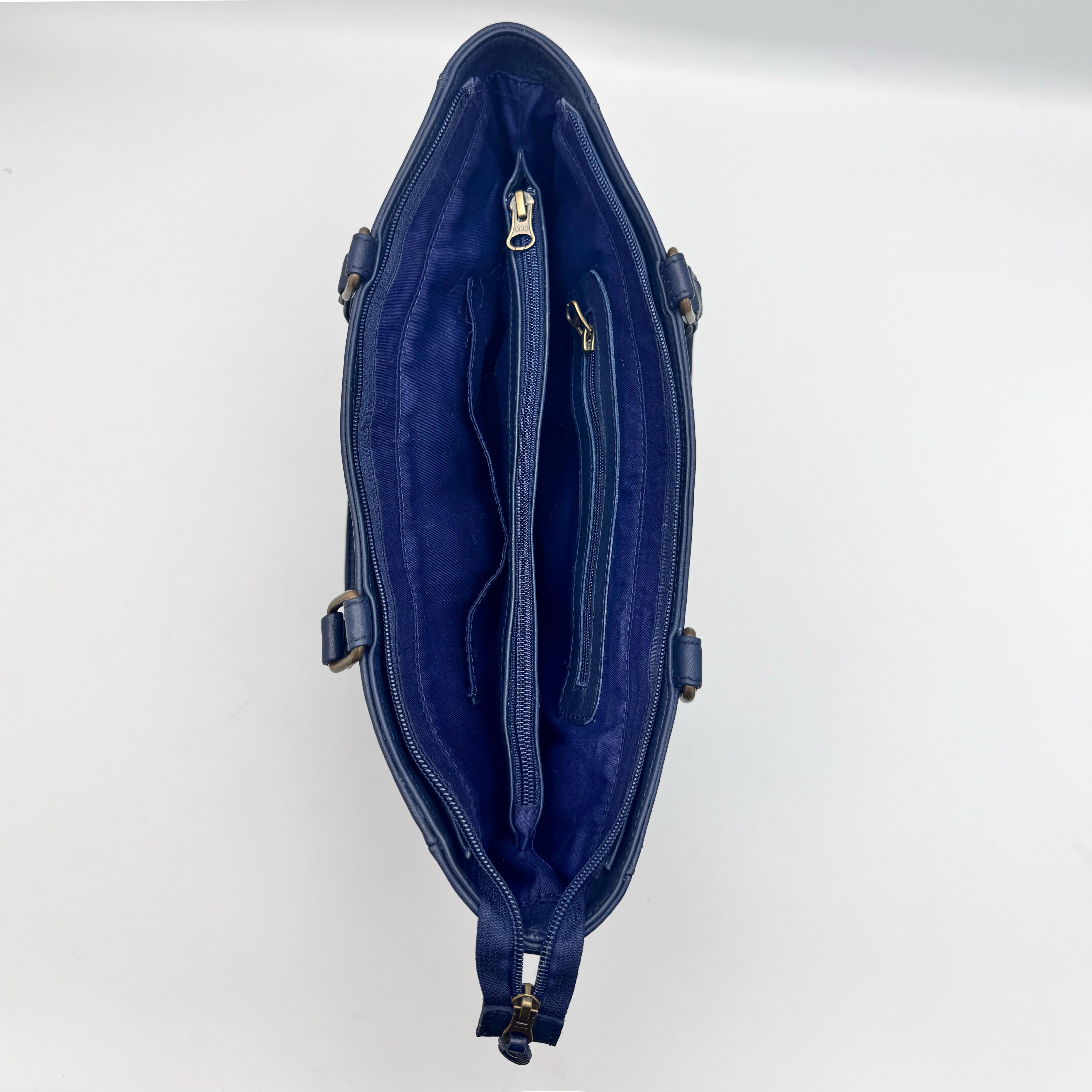Ladies Natural Mild Leather Bag (BLUE)