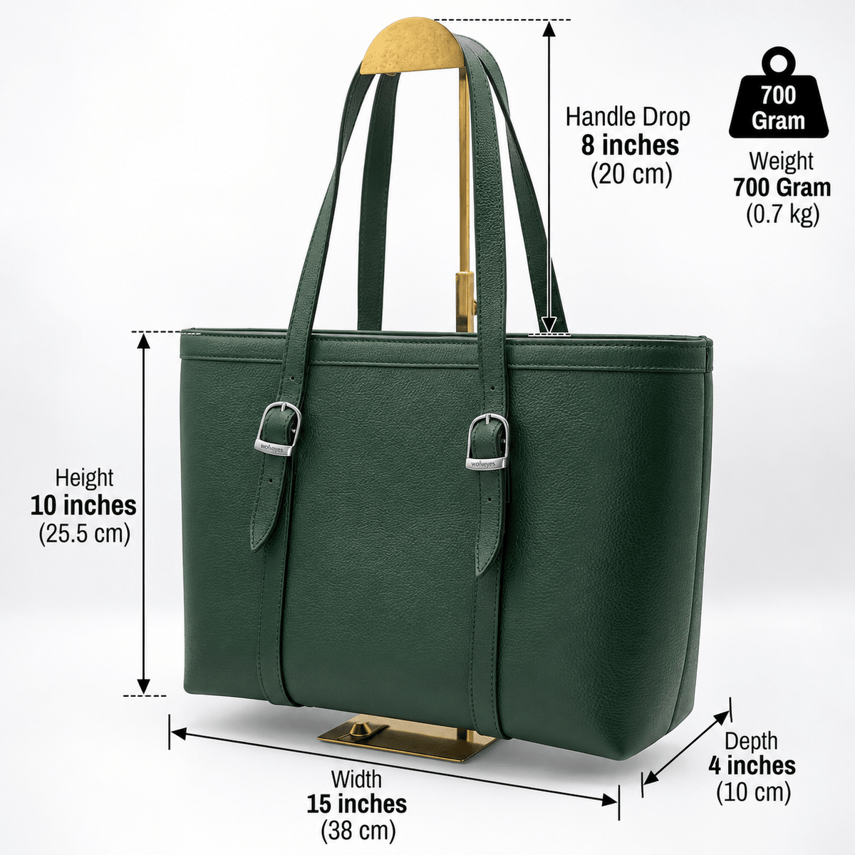 Ladies Tote Bag Natural Mild Leather (NM04 Green)