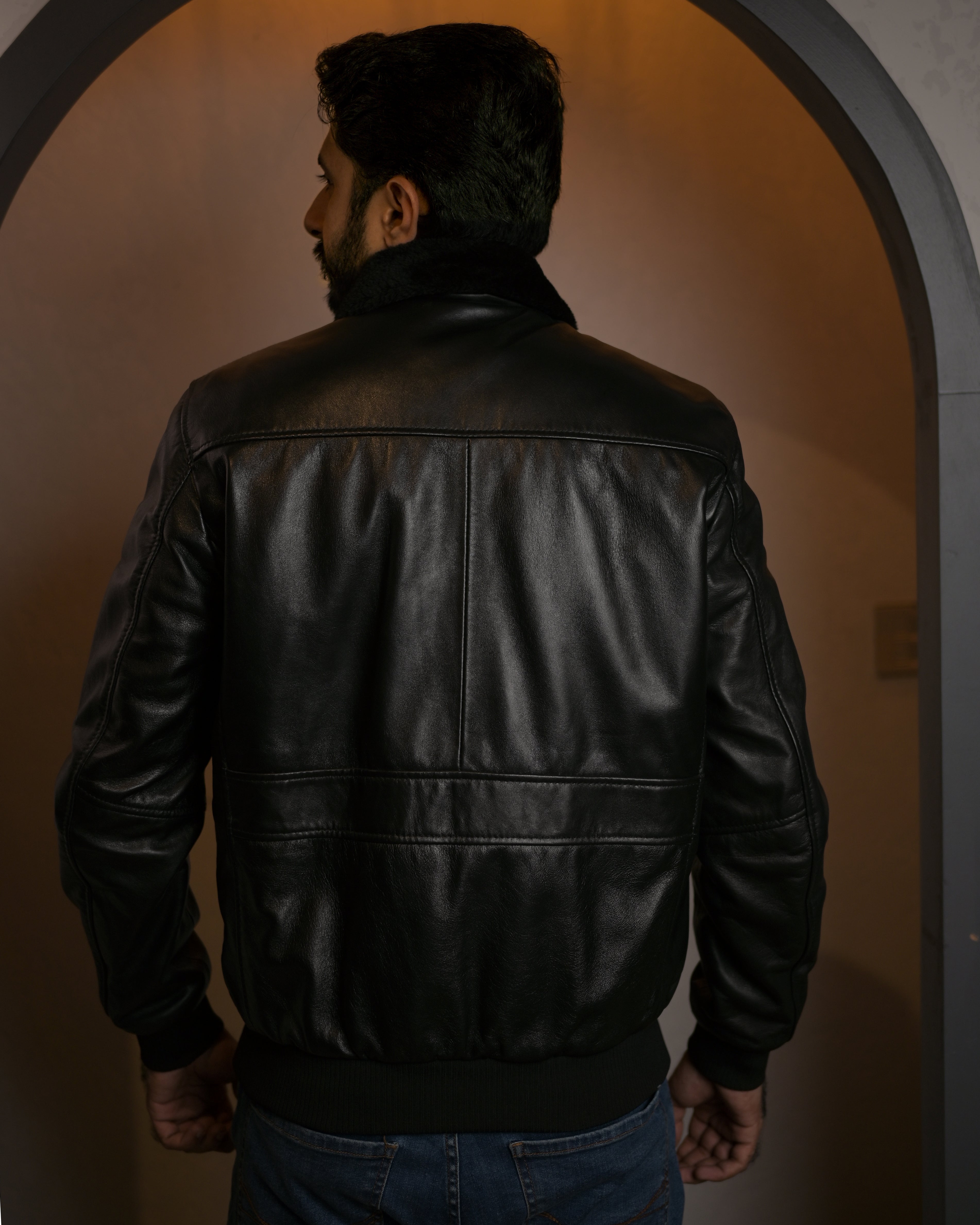 Leather Jacket Fur Collar Classics Sf009