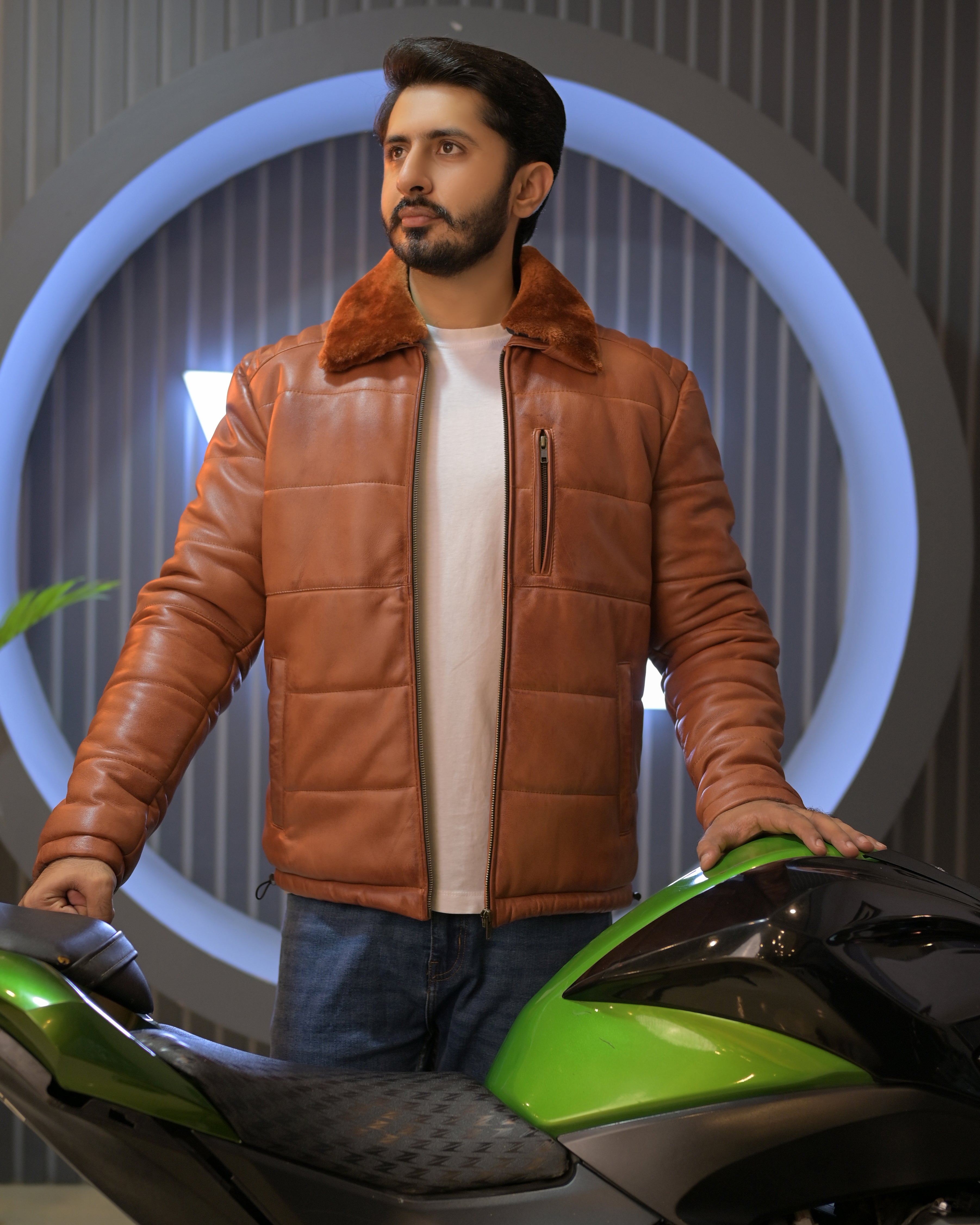 Leather Puffer Jacket Classic Sf11 (ionic brown)