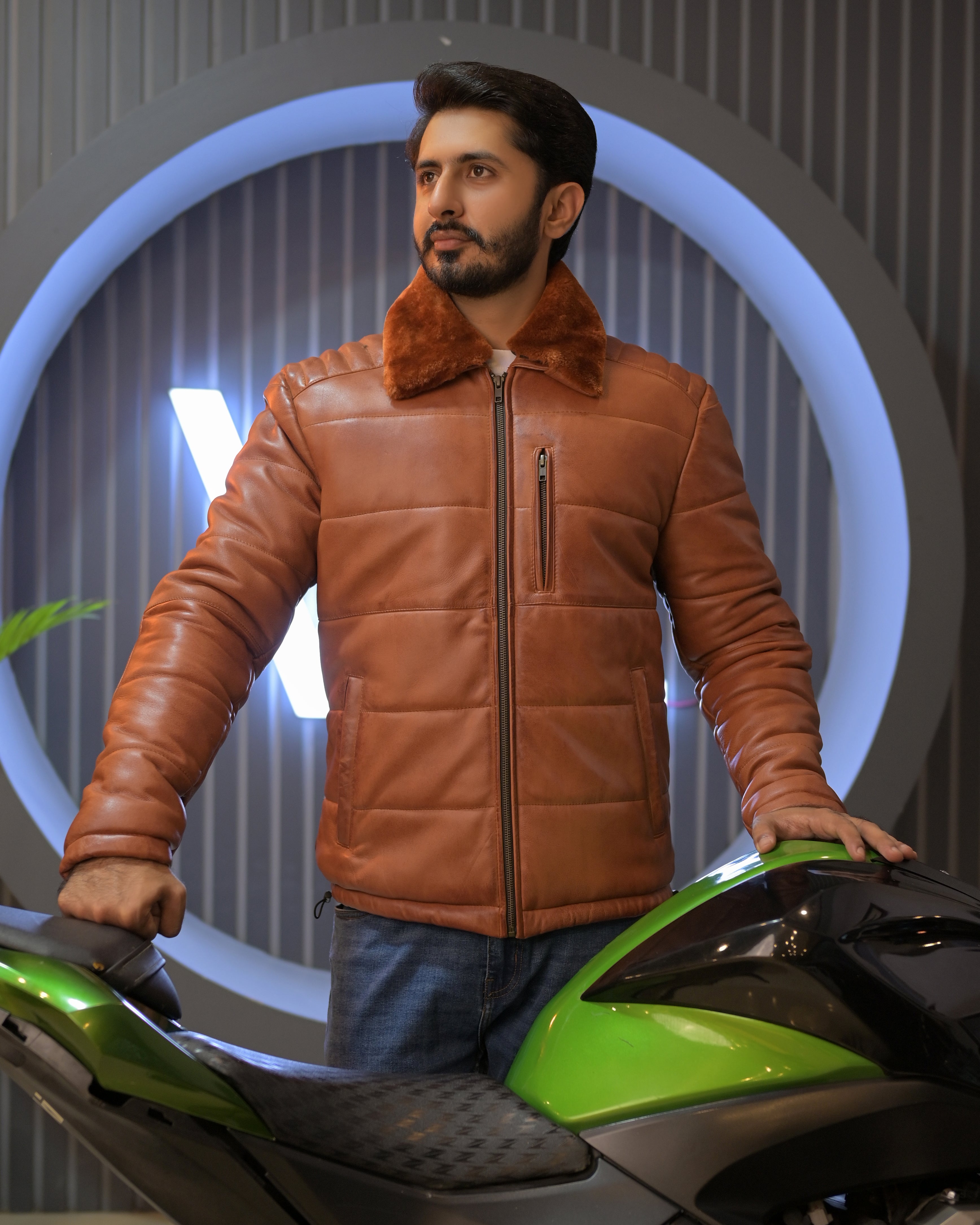 Leather Puffer Jacket Classic Sf11 (ionic brown)