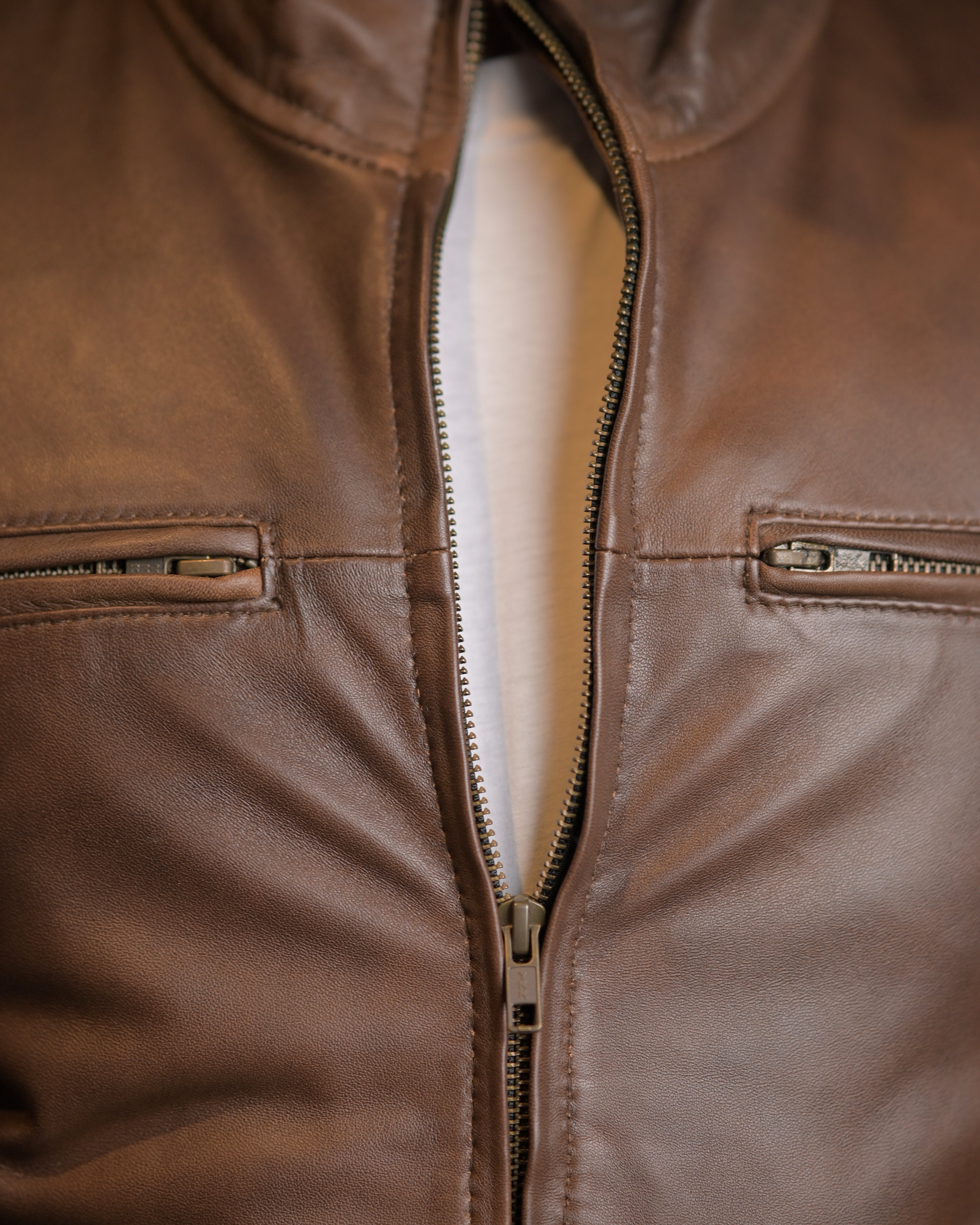 Matte Brown Leather Jacket Sf005