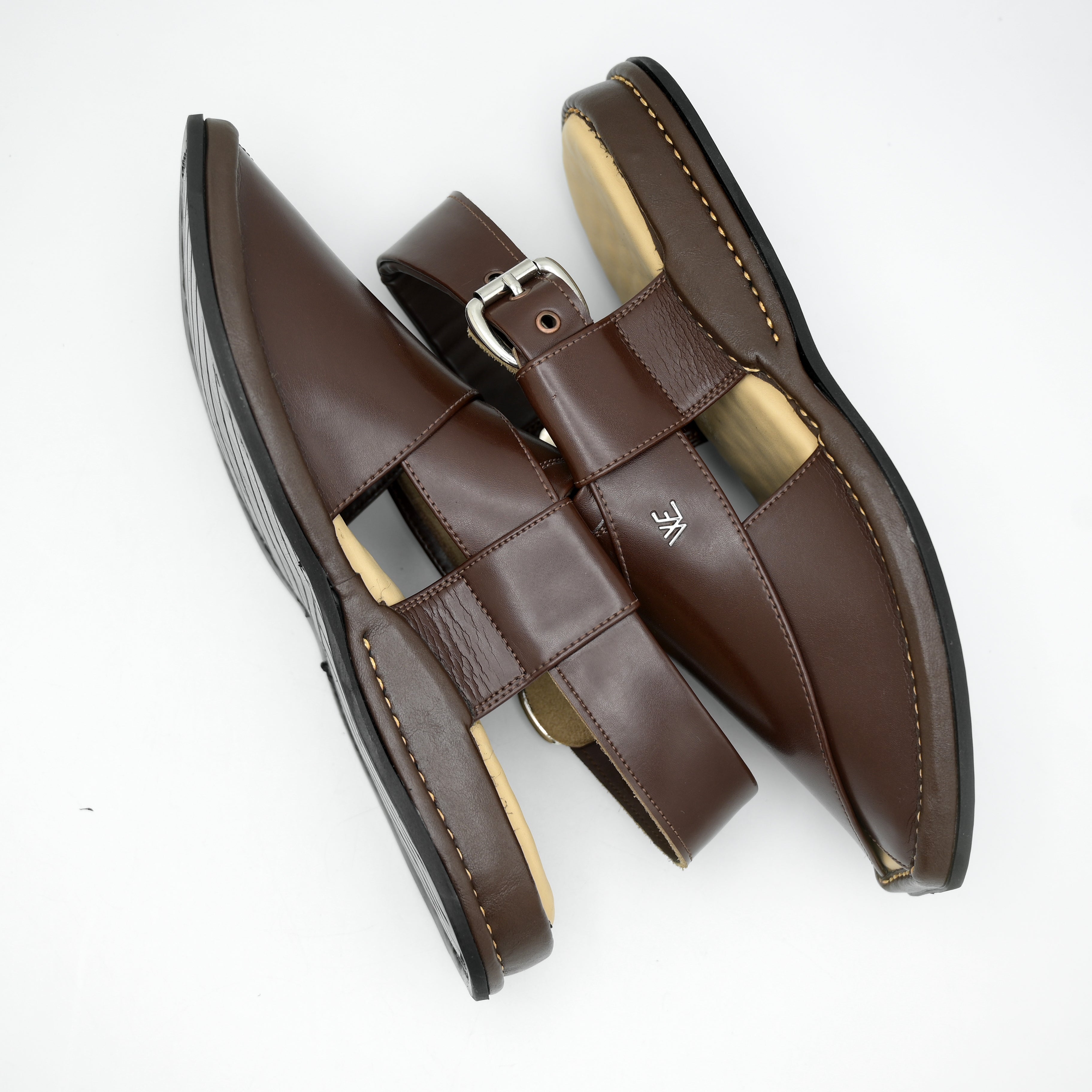 Medicated Heel Step Leather Chappal MHS01 (Dark Brown)