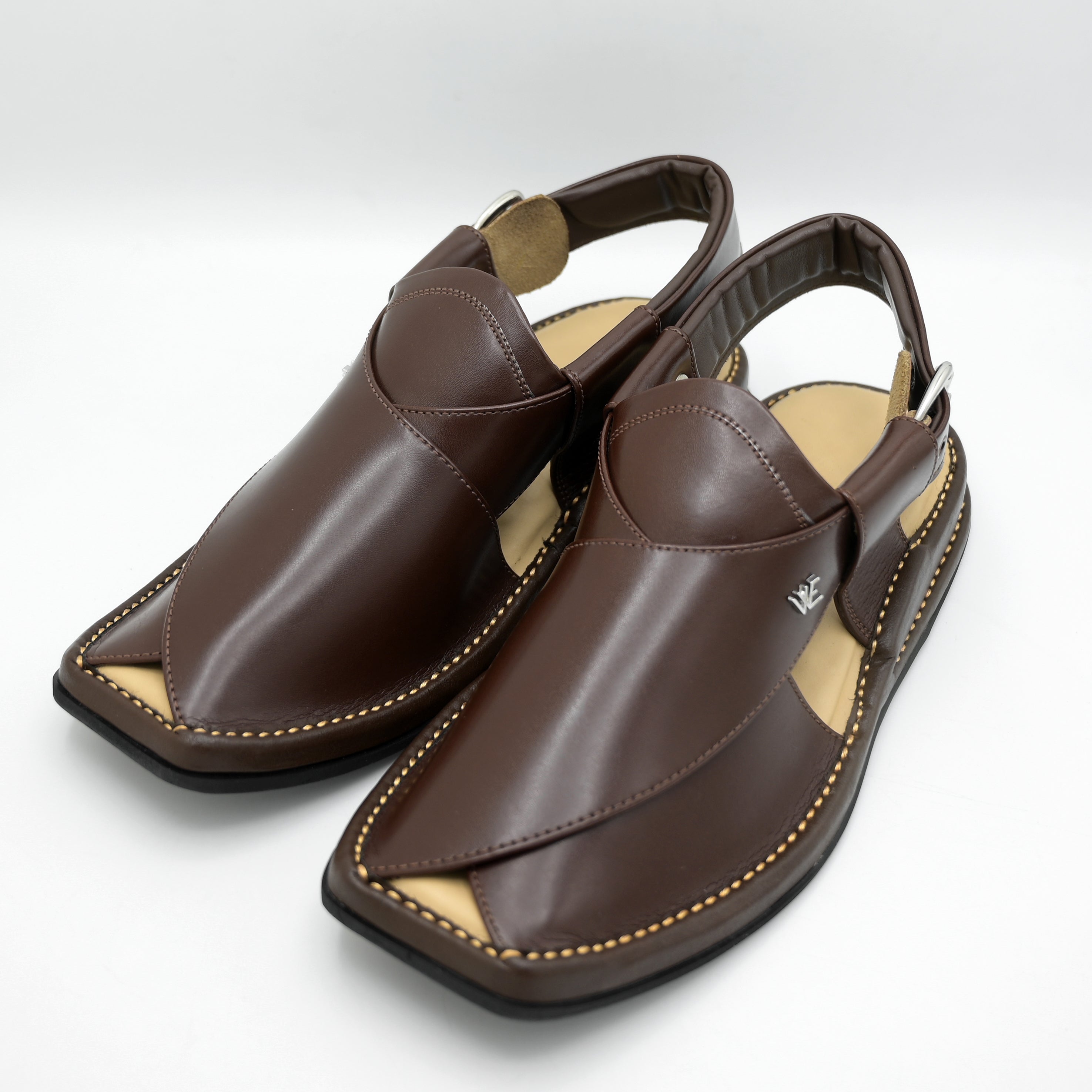 Medicated Heel Step Leather Chappal MHS01 (Dark Brown)