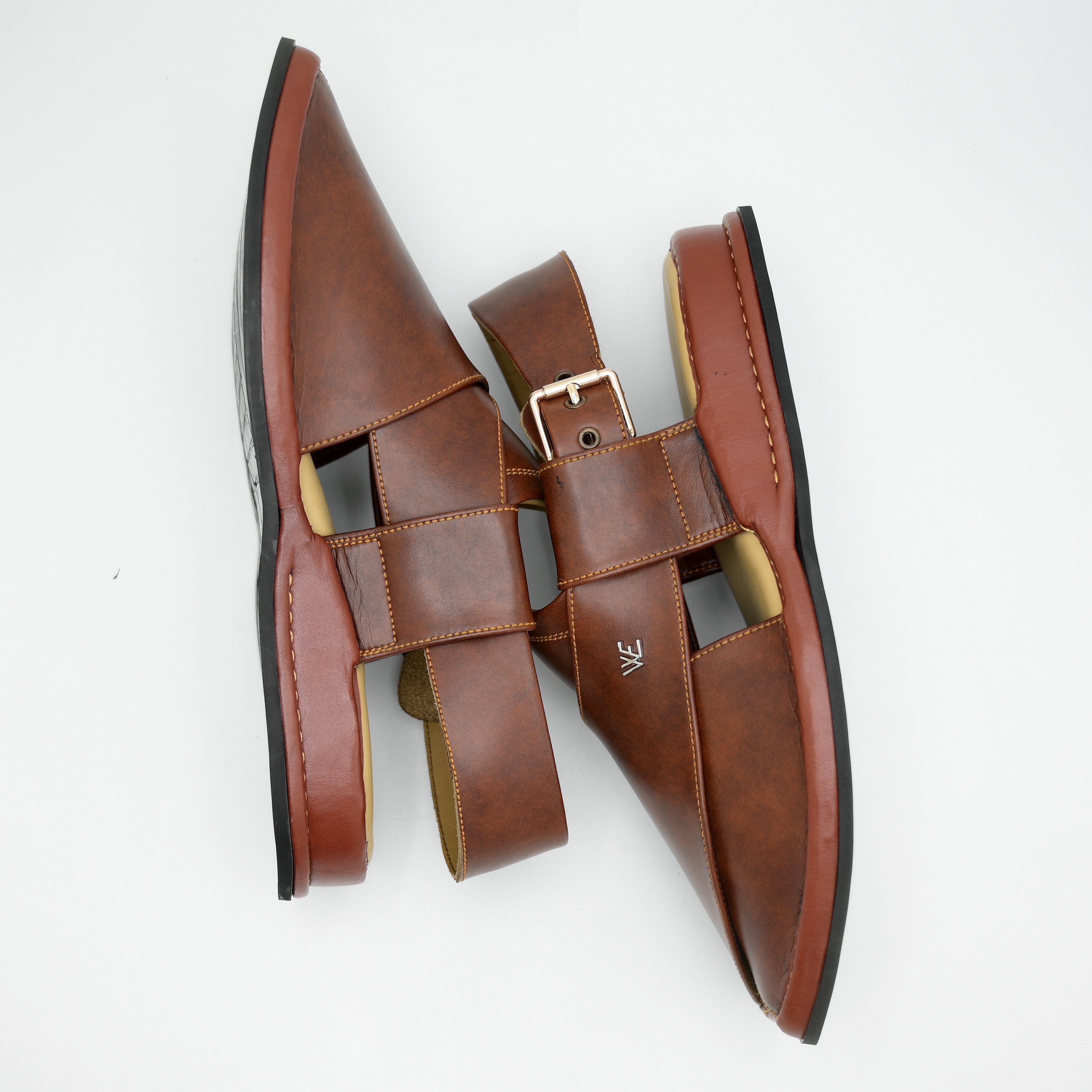 Medicated Heel Step Leather Chappal MHS02 (Brown)