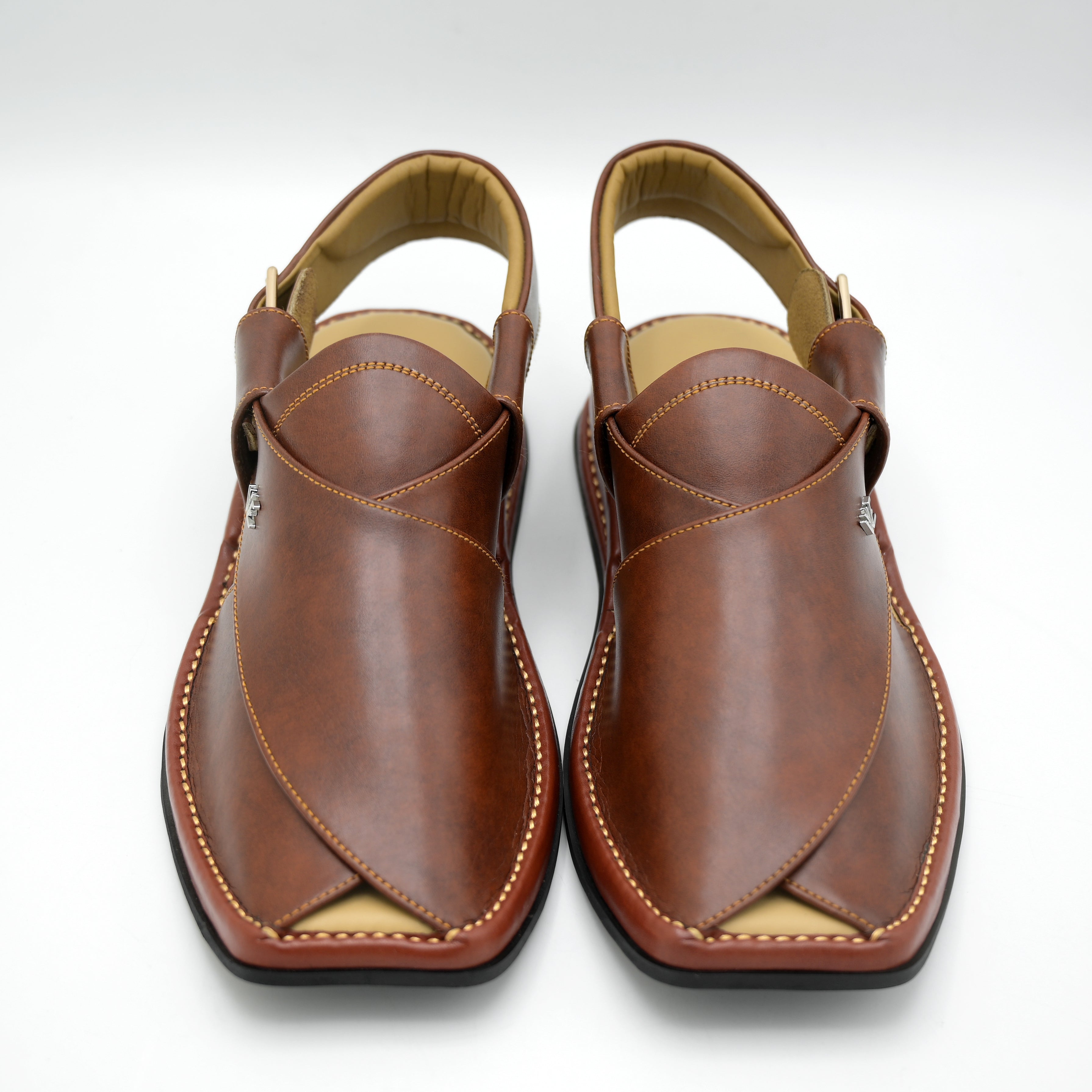 Medicated Heel Step Leather Chappal MHS02 (Brown)