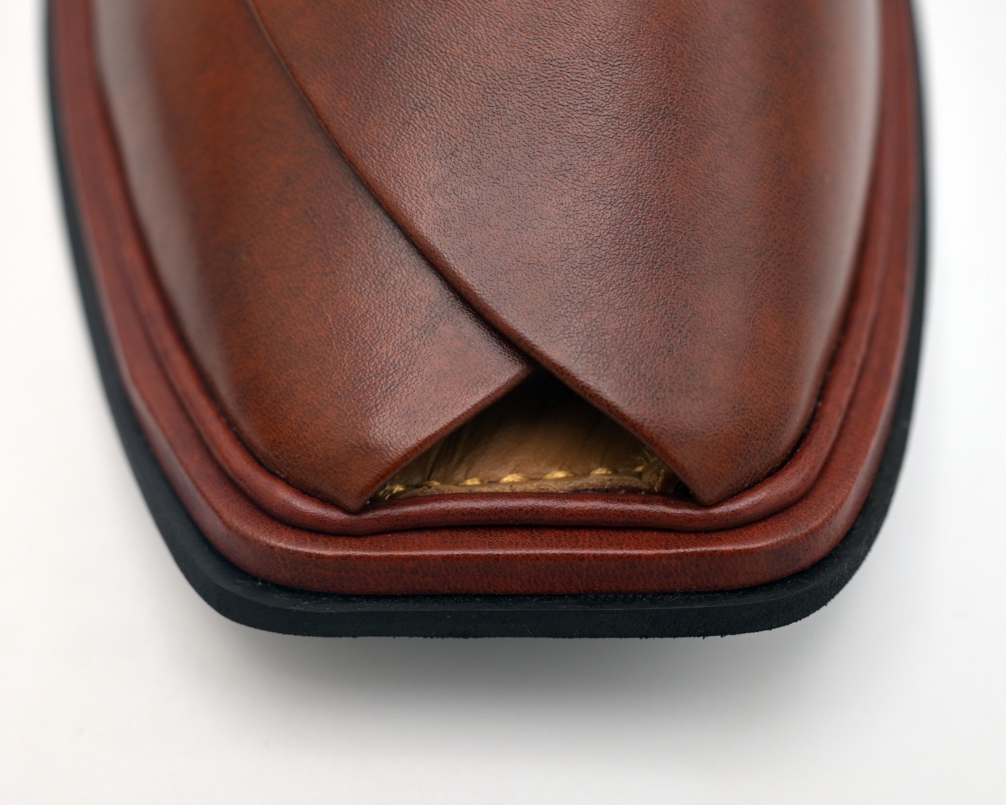 Medicated leather chappal brown