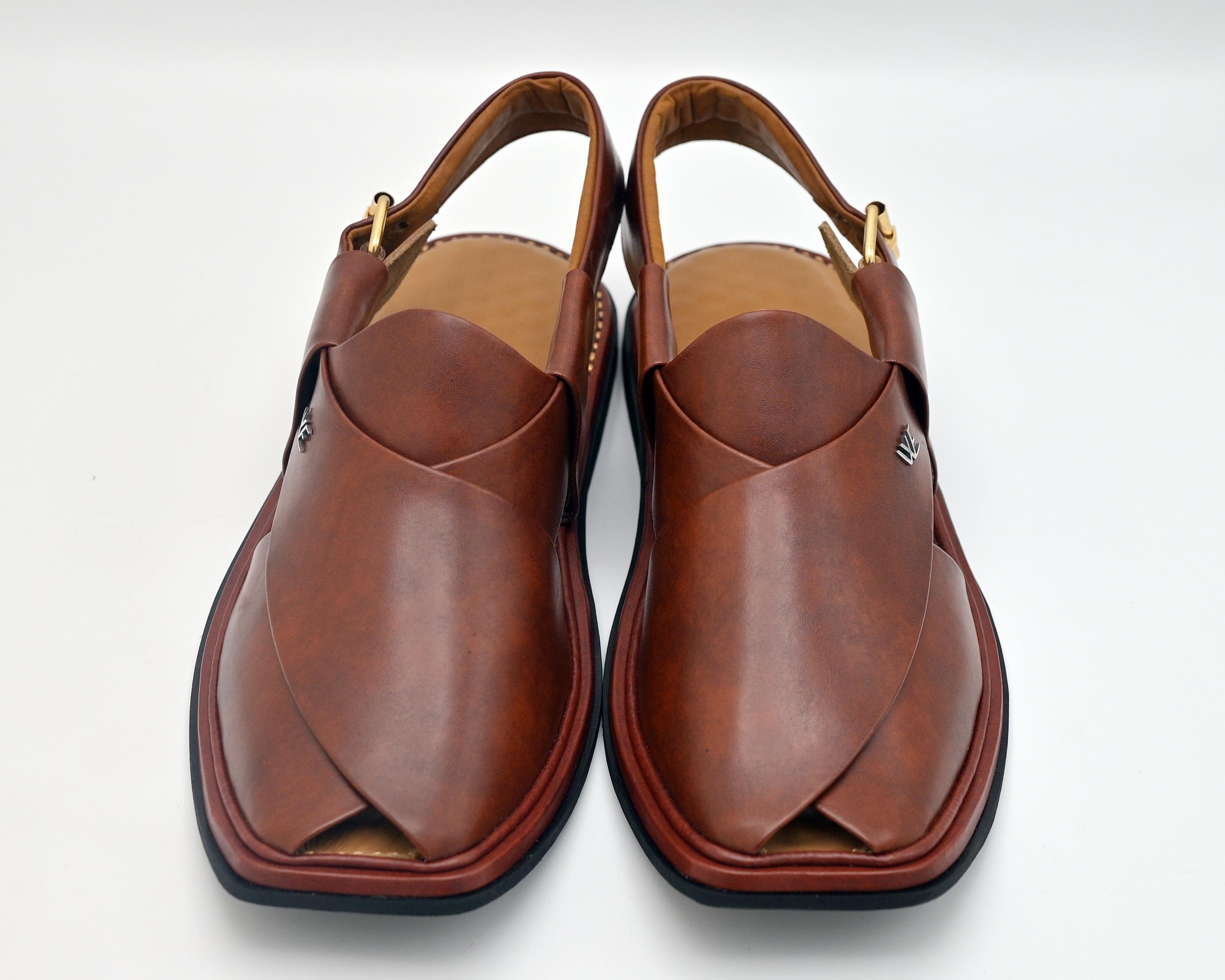 Medicated leather chappal brown