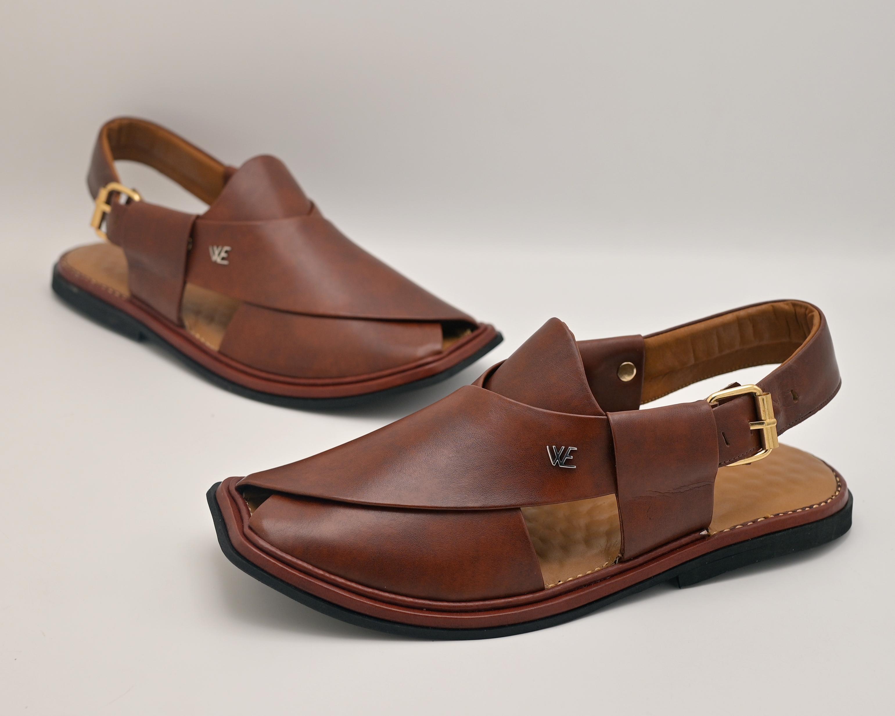 Medicated leather chappal brown