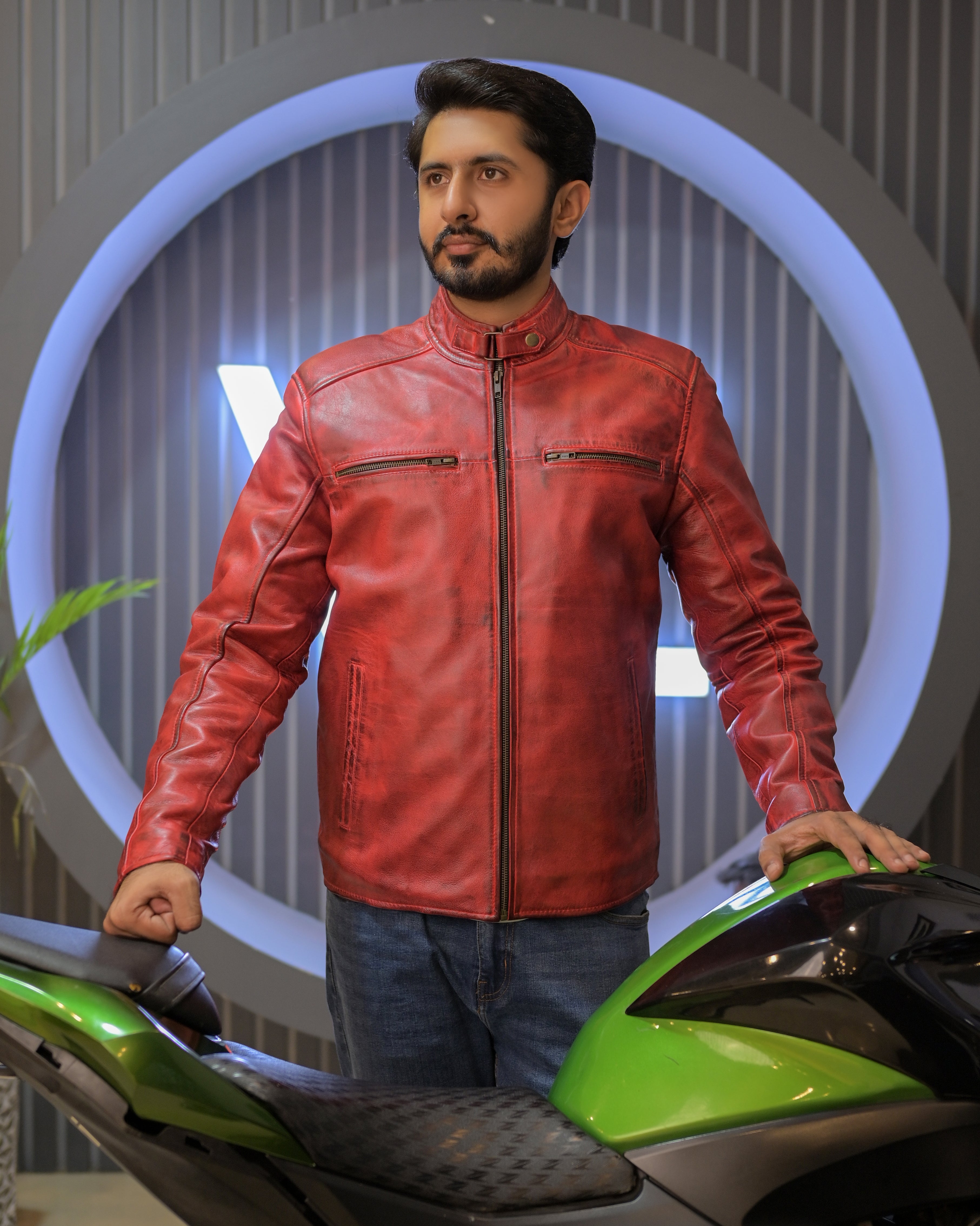 Reddish Leather Jacket (Sf008)
