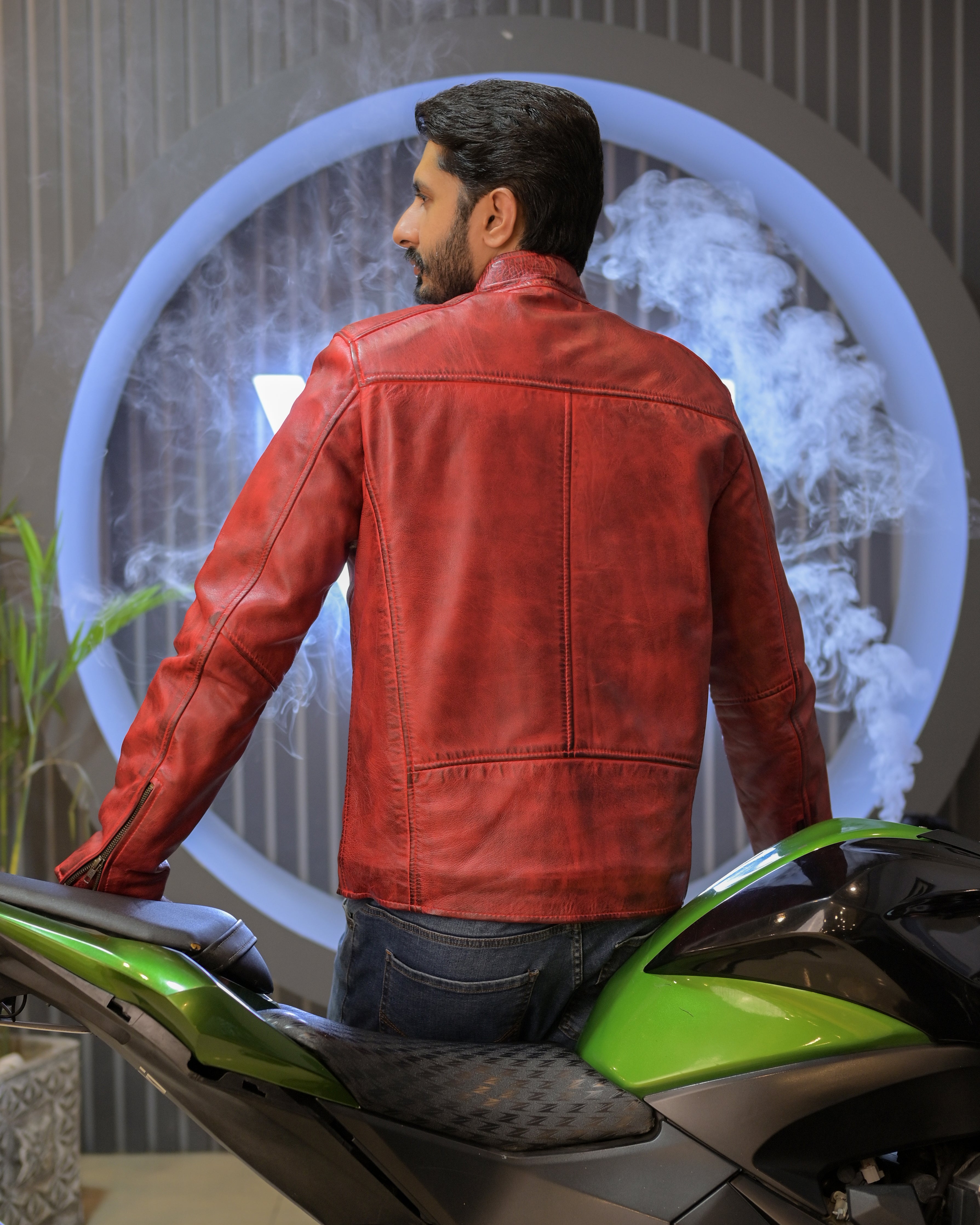Reddish Leather Jacket (Sf008)