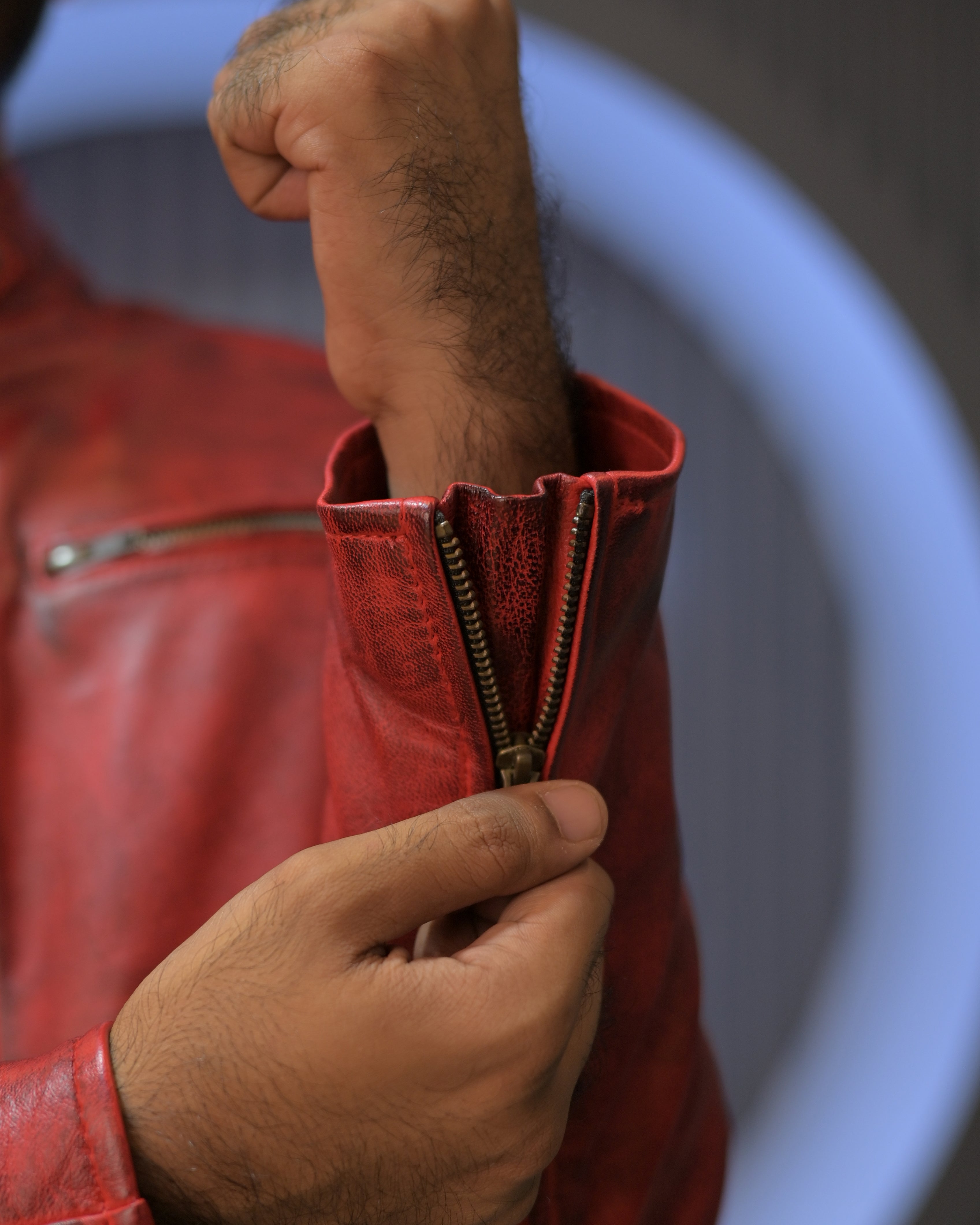 Reddish Leather Jacket (Sf008)