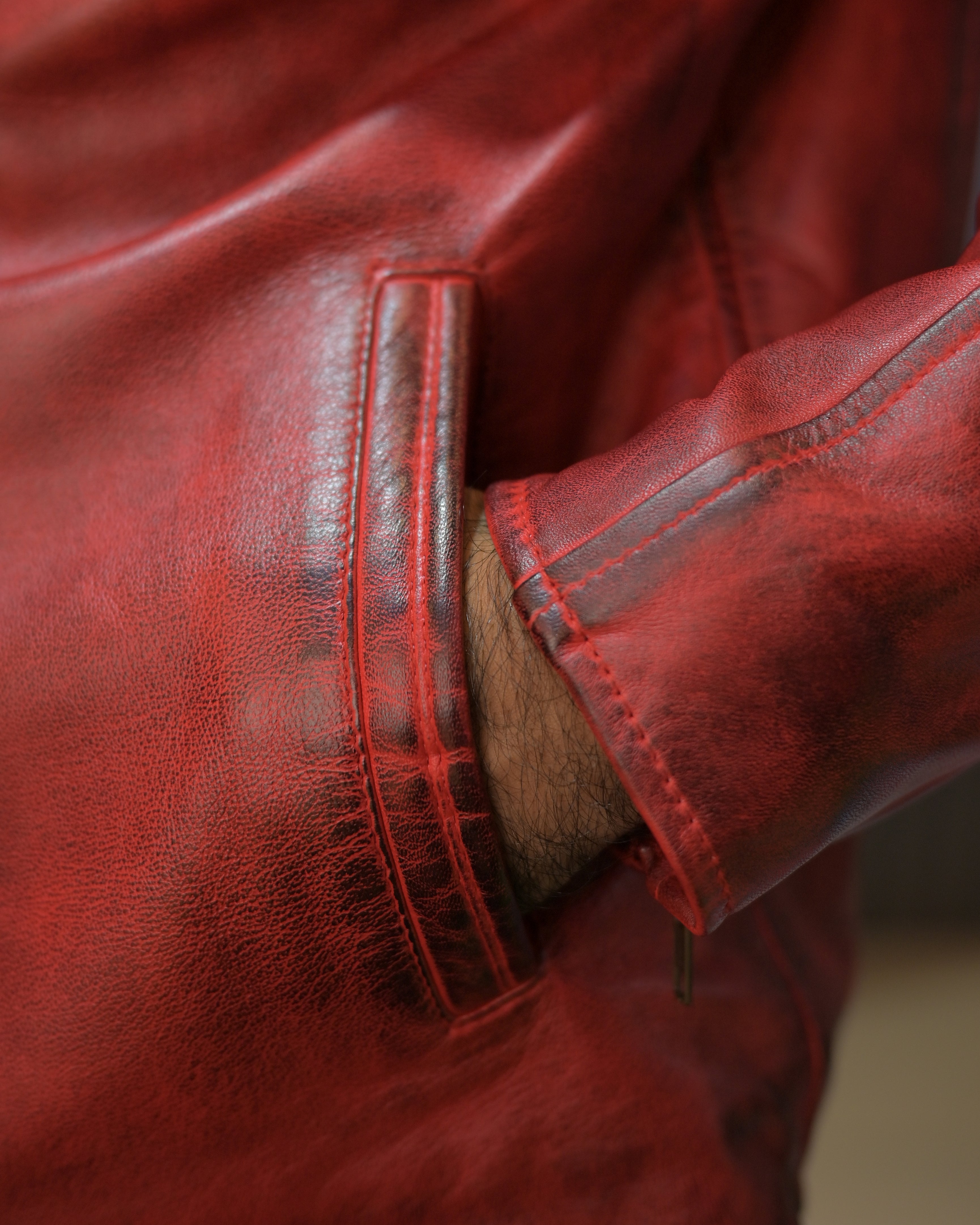 Reddish Leather Jacket (Sf008)