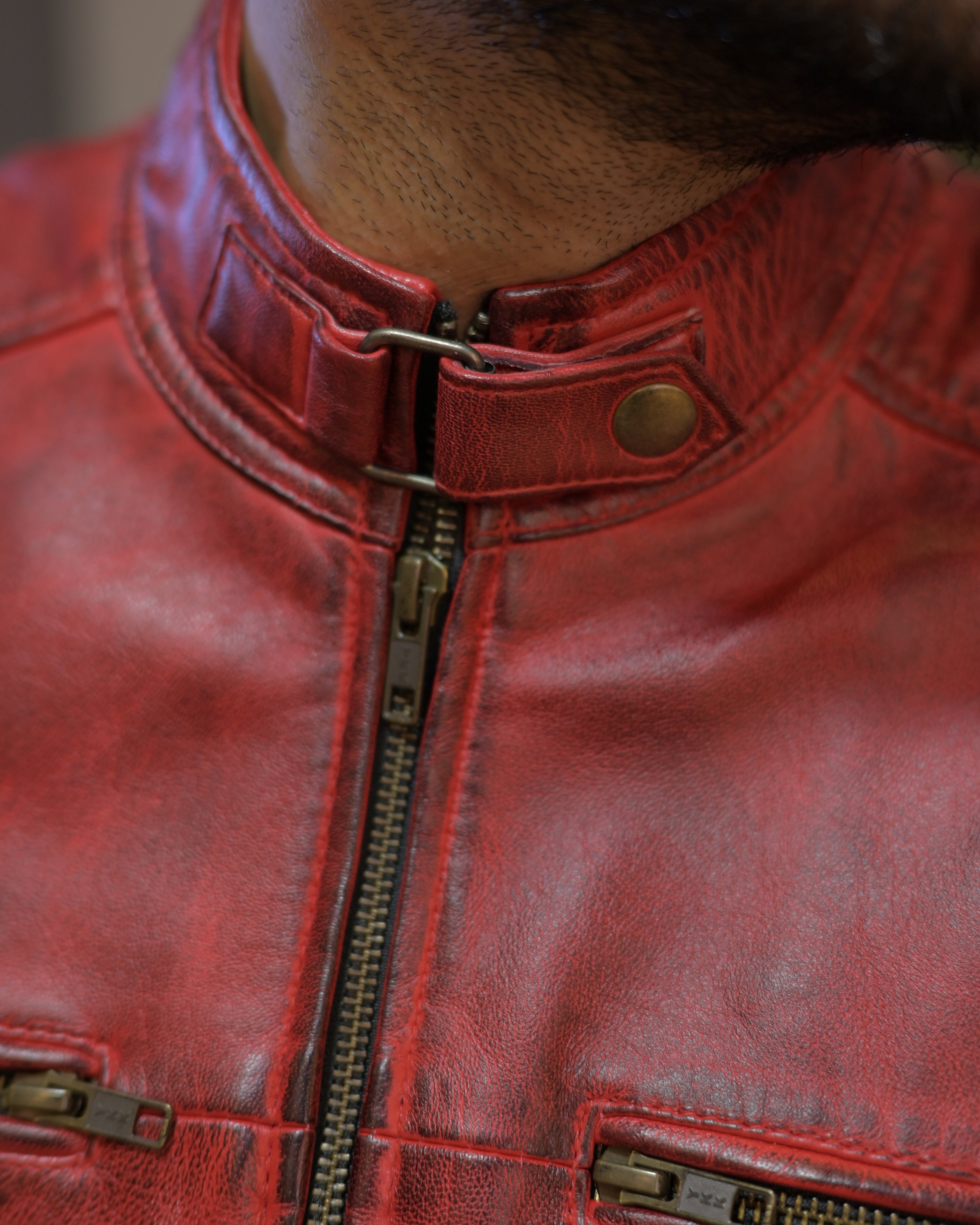 Reddish Leather Jacket (Sf008)