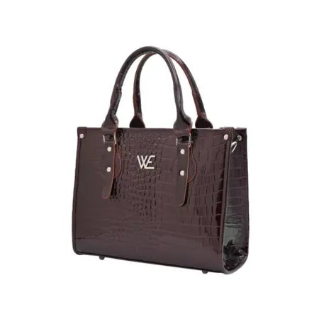Crocodile Pattent Leather Tote Bag (Mehroon)